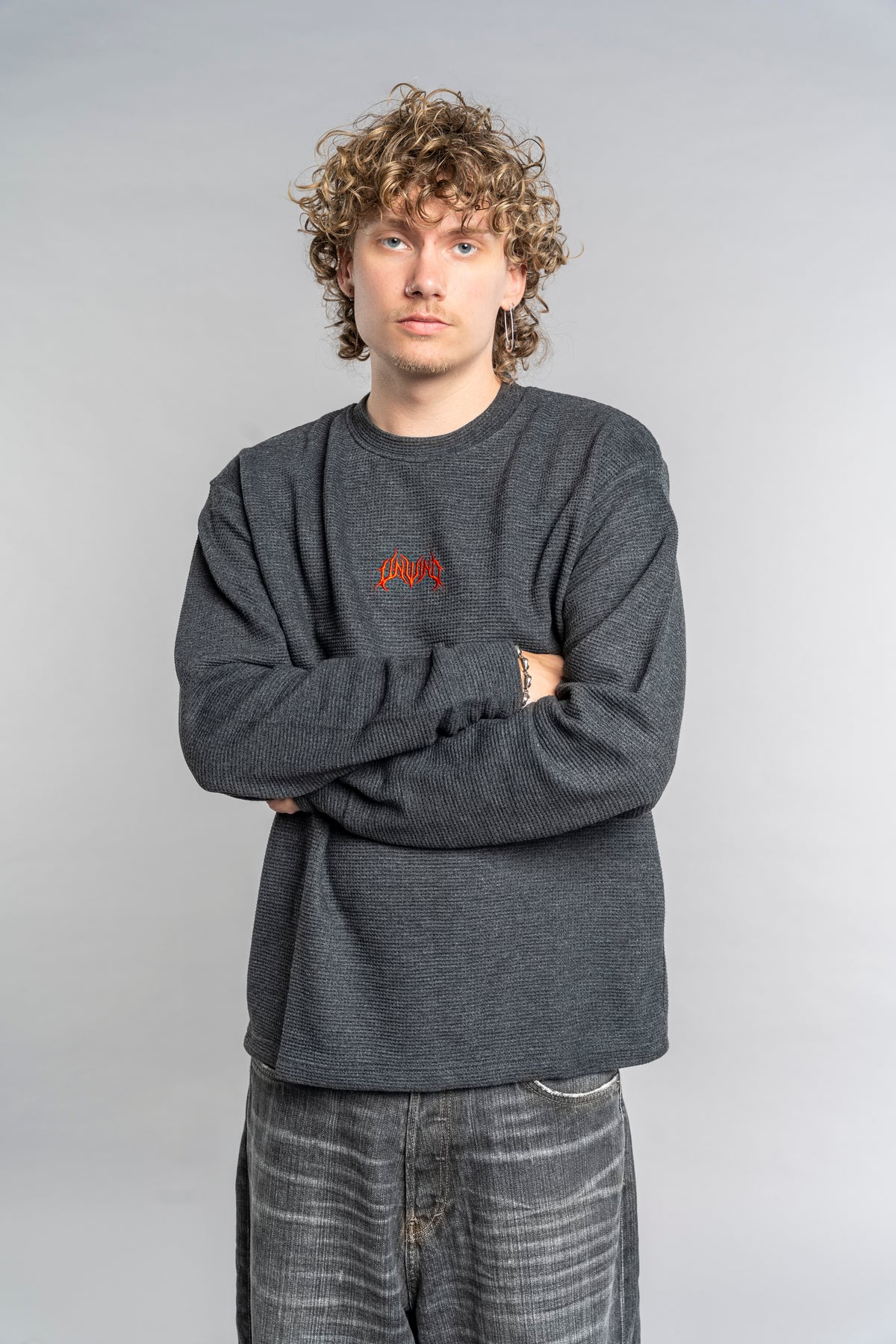 RED LOGO WAFFLE LONG SLEEVE