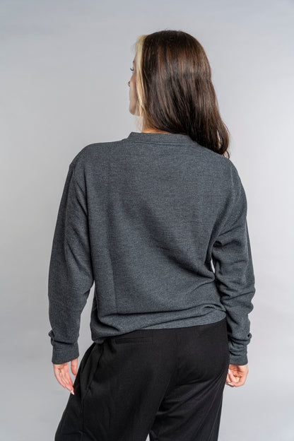 BLACK LOGO WAFFLE LONG SLEEVE