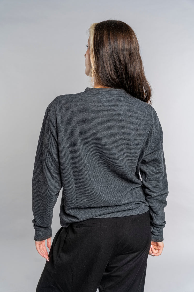 BLACK LOGO WAFFLE LONG SLEEVE