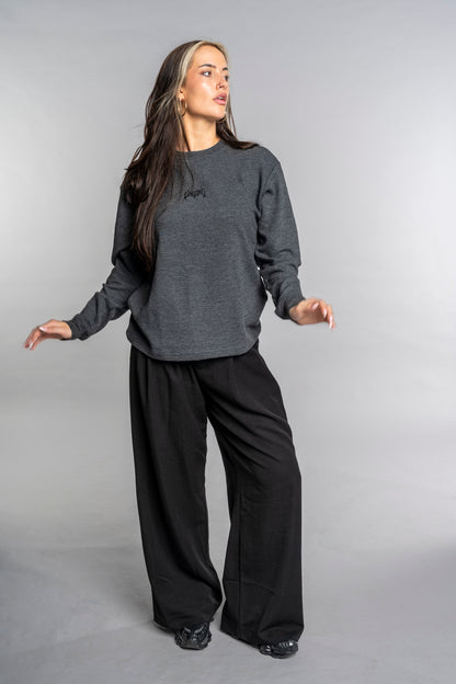 BLACK LOGO WAFFLE LONG SLEEVE