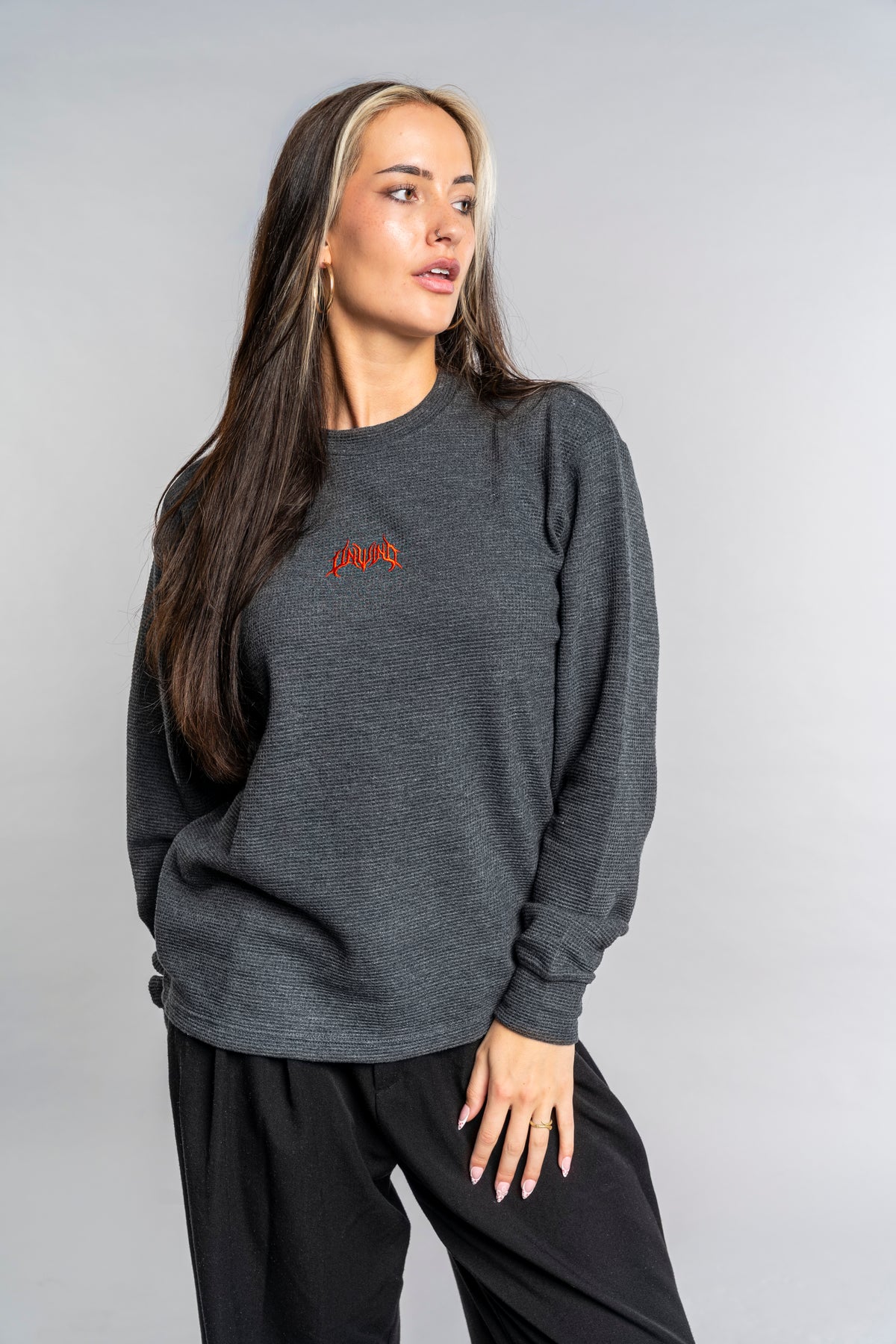 RED LOGO WAFFLE LONG SLEEVE