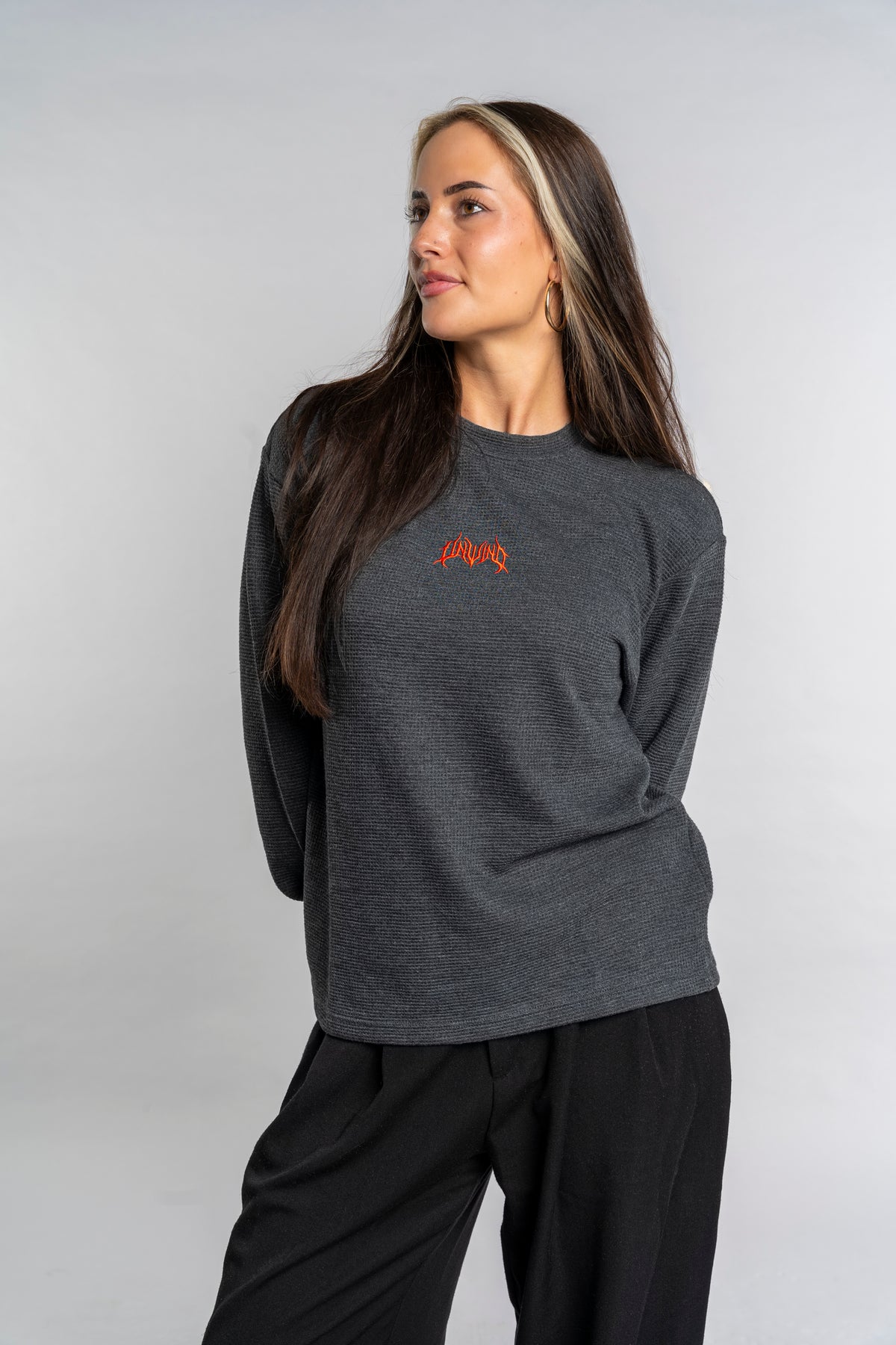 RED LOGO WAFFLE LONG SLEEVE