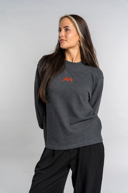 RED LOGO WAFFLE LONG SLEEVE
