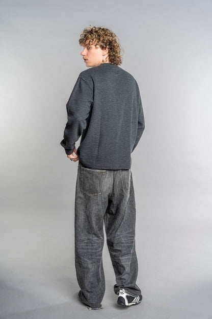 BLACK LOGO WAFFLE LONG SLEEVE