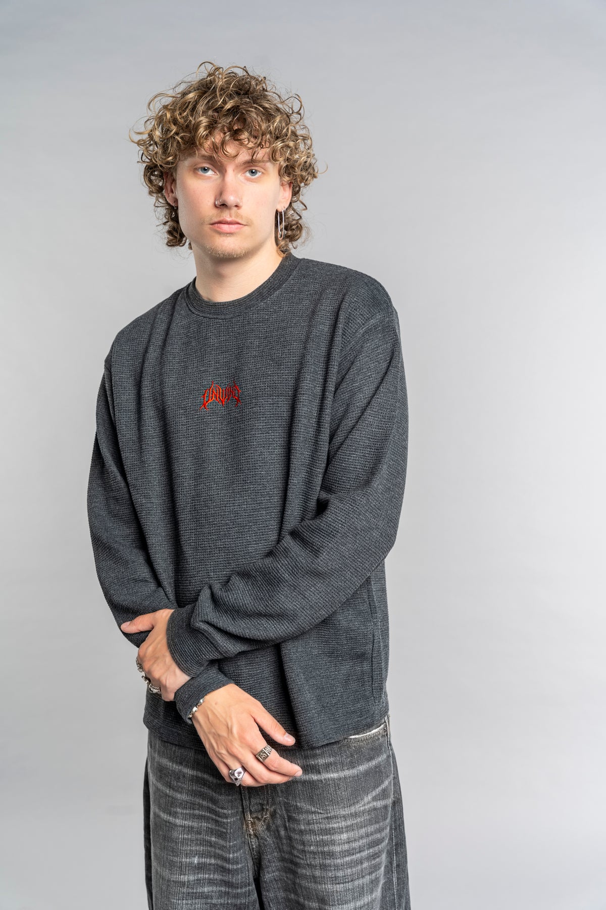 RED LOGO WAFFLE LONG SLEEVE